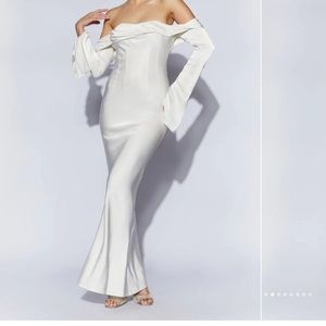 Off Shoulder Cowl Neck Maxi Dress